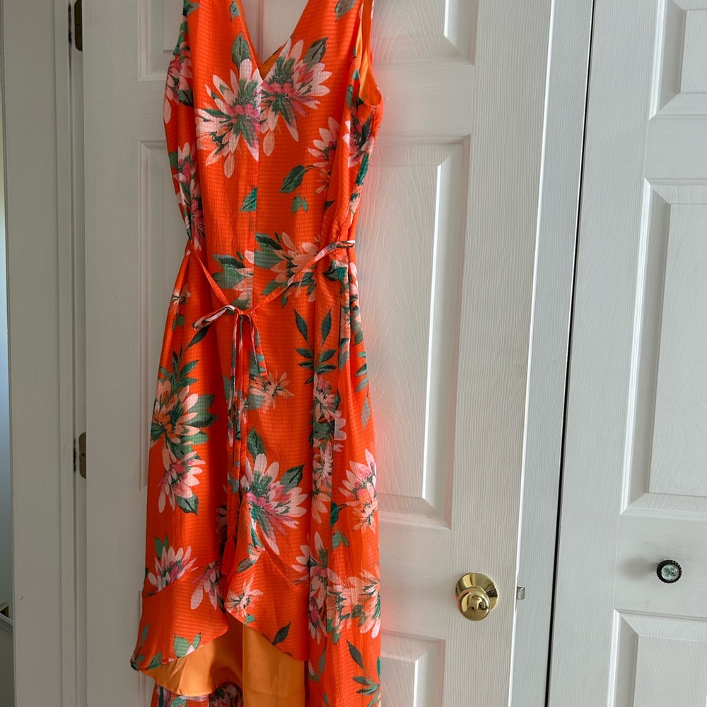 Tommy Bahama Orange High Low Sundress V-Neck Short Sleeve